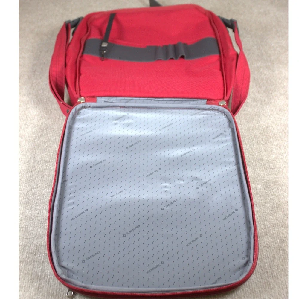 Samsonite Red Canvas Messenger Crossbody Bag‎ Travel Laptop Case Trolley Sleeve